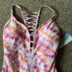 Tie dye one piece bathing suit